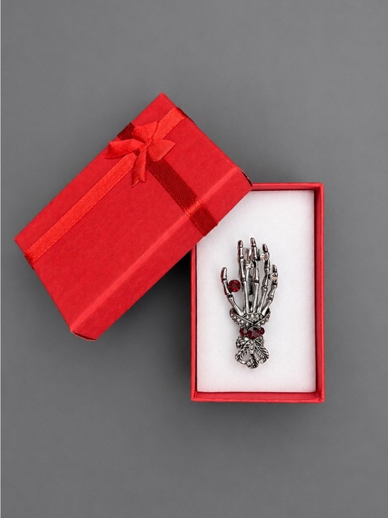 Jewelry - Skeleton Hand Brooch Gothic Halloween Pin Vintage Style Crystal